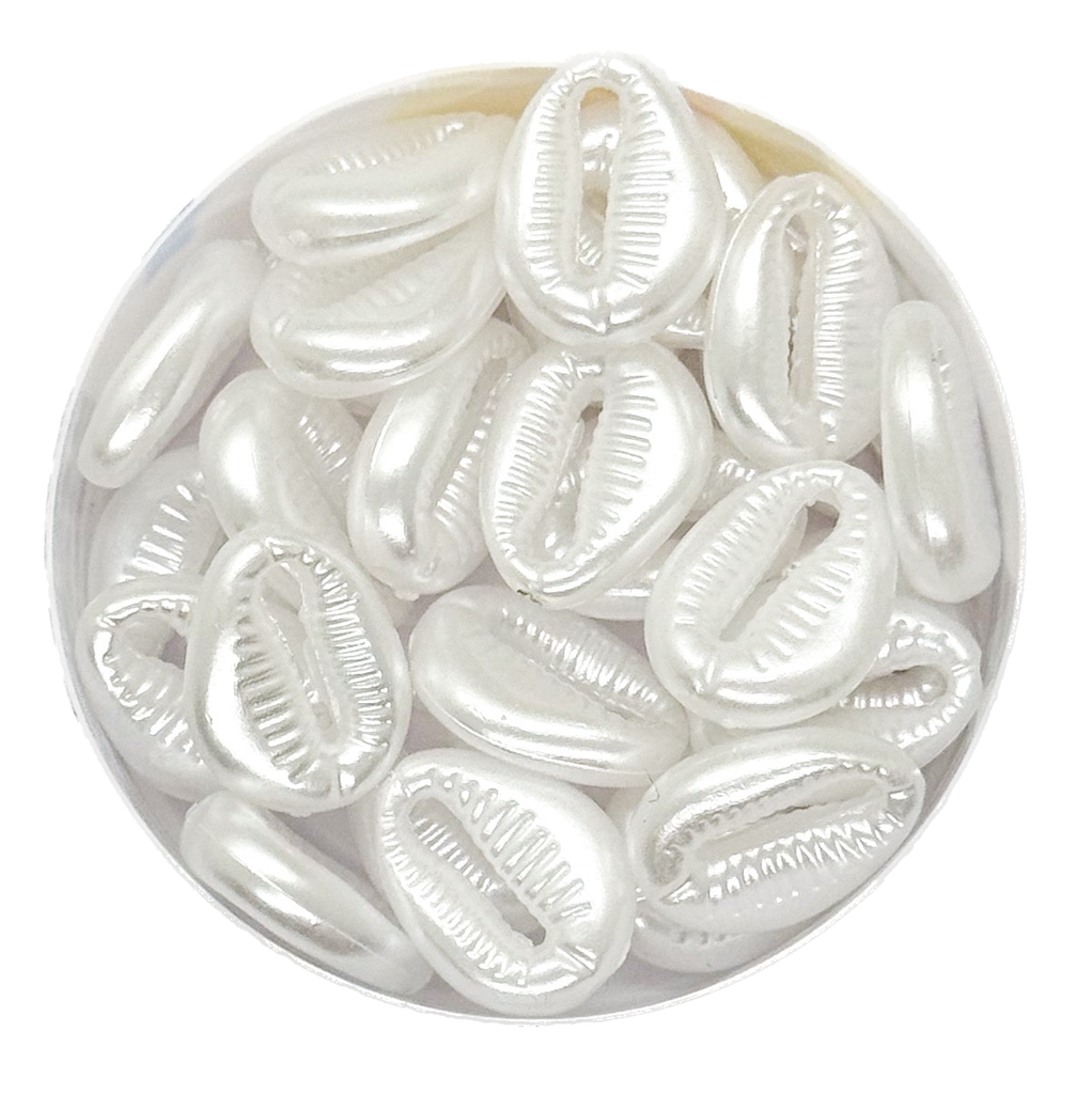Perla de río plástica caracoles/buzios blanco x 10gr. | Nacar Accesorios